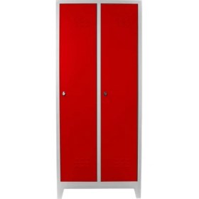 Resim Jessan Ofis 2'li Standart Soyunma Dolabı Gri-Kırmızı 