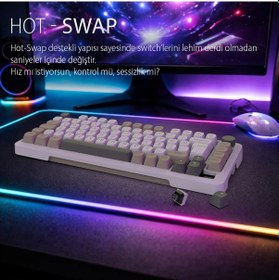 Resim Ikg-455 Empousa Gasket Blue Swıtch Rgb Mekanık Gamıng Klavye Beyaz 