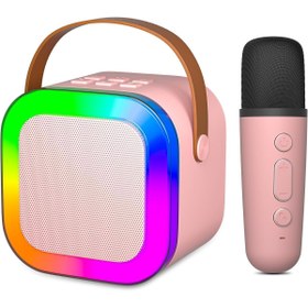 Resim Kensa Kablosuz Mikrofonlu Karaoke Makinesi Taşınabilir Bluetooth Hoparlör Seti K12 10 x 10 x 6 cm 