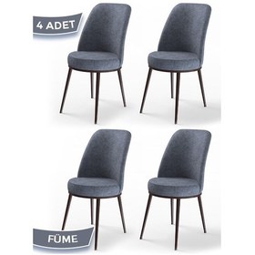 Resim Canisa Dexa Serisi, Üst Kalite Mutfak Sandalyesi,4 Adet Füme Sandalye, Metal Kahverengi Iskeletli Sandalyeler Füme Ayaklar Kahve 