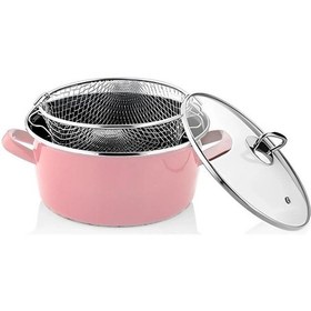 Resim Milano Şık Pembe Kızartma Tenceresi 22 Cm 4,5 Lt Renkli 