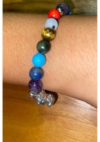 Resim Çin Takvimi Burçları Çharm 7 Çakra Doğal Taş Bileklik Hand Made El İşi Feng Shui Ejderha Yılı Koruyucu Hayvan Monkey Maymun Objeli Çok Renkli 