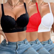 Resim Dantel Kadın İç Çamaşlığı İtme-Up Seksi Tel Nefes Alabilir Sütyen 3-Paket 