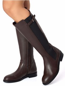 Resim RUJO Acı Kahve Hakiki Deri El İşçiliği Yandan Fermuarlı Elastilastikli Binicii Çizmesi 