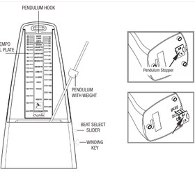 Resim Cherub WSM-305WH Mekanik Metronom | Klasik Kurmalı Metronom - Beyaz 