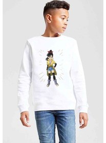 Resim Anime Dragon Ball Baskılı Unisex Çocuk Beyaz Sweatshirt (534762347) 