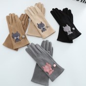 Resim Kadınlar için DeRong Kış Eldivenleri, Ekstra Polar ile Sıcaklık ve Soğuk Koruma, Kedi Nakışı, Dokunmatik Ekran, Herkese Uygun Tek Beden, Sürüş ve Binicilik için 