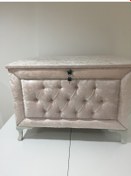 Resim Çeyiz Sandık Kapitone Model 3lü Set Pembe Kadife Kumaş İçi Kırmızı Tela Kutu Sevk El Yapım 