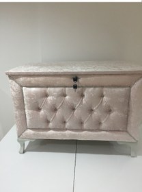 Resim Çeyiz Sandık Kapitone Model 3lü Set Pembe Kadife Kumaş İçi Kırmızı Tela Kutu Sevk El Yapım 
