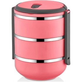 Resim Penguen PNG-6002 Paslanmaz Yemek Termosu 3 Katlı Pembe - sefer tası 