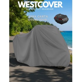 Resim WestCover Stmax Mega 50 Branda Arka Çanta Uyumlu Gri 4 Mevsim Motosiklet Brandası Örtüsü 