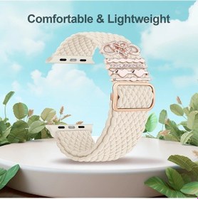 Resim Gateesat 38 40 41mm Navy Blue Esnek Nylon Kayış 5 Kalp Aksesuarlı Ayarlanabilir İwatch Bilekliği 