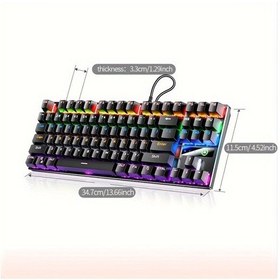 Resim Tcherchı Mavi Anahtarlı Ve Kablolu Usb Konektörlü Mekanik Klavye 