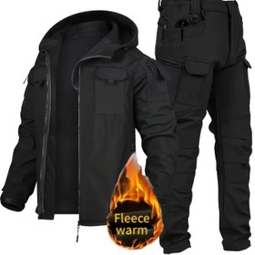 Resim Çift Parça Kış Polarlı Erkek Sıcak Seti, Çoklu Cep, Düz Renk İş Giyim Takımı, Açık Hava Aktiviteleri, Eğitim, Kamp, Bisiklet, Yürüyüş, Erkek Kış Giyim Seti, Teknoloji Giyim Seti, Taktik Giyim Seti, Motosiklet Giyim Seti, Siyah Taktik Ekipman, Airsoft, Spor Takımı, Safari Takımı 