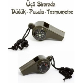 Resim Marsilyan Pusulalı Termometreli Düdük - Survival Askılı Düdük 