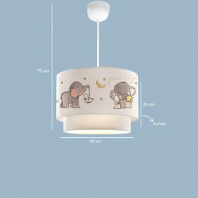 Resim Kids Kumaş Fil Desenli Pasta Sarkıt Avize Lamba | ByLamp 