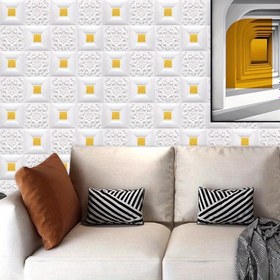 Resim 10'lu Kendinden Yapışkanlı Tavan ve Duvar Sticker Paketi, 3D Dokulu Su Geçirmez Yatak Odası ve Oturma Odası Arka Plan Dekoru için Duvar Kağıdı 