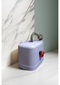 Resim Beton Stoper Dekoratif Uğur Böcekli Beton Kapı Stoperi Kapı Önü Ağırlık Kapı Tamponu Lila 