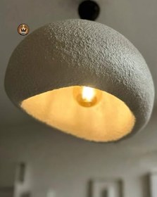 Resim Petra Doğal Taş Efektli Modern Beton BEYAZ Avize Çap: 500MM 