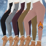 Resim 5'li Kadın Termal Polar Astarlı Yüksek Bel Tayt Egzersiz Kış Sıcak Kalın Taytlar Yumuşak Yoga Pantolonu 
