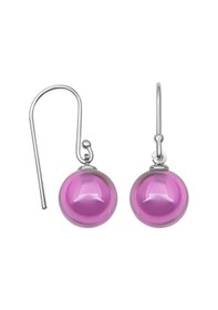 Resim 925 Ayar Gümüş Kancalı Pembe Zirkon Taşlı Küpe 10 Mm Gold - Gümüş 