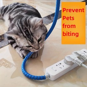 Resim 1 adet Kedi Isırmasına Dirençli Kablo Koruyucu Kılıf, PP Malzeme, Elektrik ve Veri Kabloları için Evcil Hayvan Güvenlik Teli Düzenleyici, Isırma Önleyici Fare Koruma Tüpü, İç Mekan Kullanımı için Dayanıklı Mavi Spiral Tasarım, Kabloları Evcil Hayvanların Kemirmesini Önler, Ev ve Ofis Kablo Yönetimi için İdeal 
