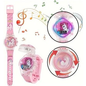 Resim Sunshine022 Moda Dönebilir Işıklı Müzikli Elektronik Unicorn Çocuk Kol Saati Diğer 