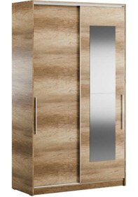 Resim Elit Plus Aynalı Sürgülü Gardırop-açık Ceviz Tori 120x207x52 Cm Gxyxd 