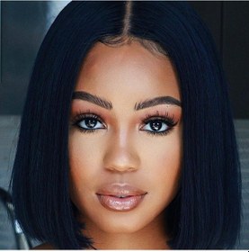 Resim Qingmipy Siyah Kısa Bob Peruk - Yüksek Sicaklık İpek - Doğal Görünüm - Partiler Ve Günlük Kullanım - Kaymamaz - Konforlu - Peruk Kapağı Dahil 