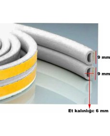 Resim Badem10 Yapışkanlı 10X2=20 Metre (Gri) Kapı Pencere Bandı Fitili Soğuk İzolasyon Kauçuk Bantları 