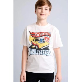 Resim DeFacto Hot Wheels Oversize Bisiklet Yaka Kısa Kollu Ecru Tişört Erkek Çocuk H8313A826HS 