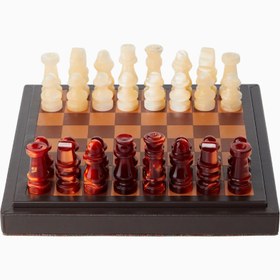 Resim Arnica Deri Satranç Seti, İtalyan Tasarımı Koleksiyonluk - Kahverengi 