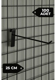 Resim Tel Pano Kancası 25 Cm Siyah Raf Askısı Raf Kancası Mağaza Düzenleme 100 Adet 