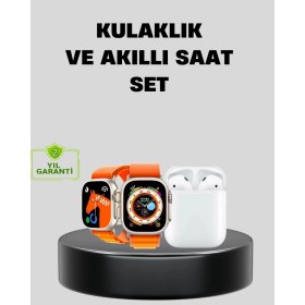 Resim Kont S8 Ultra Akıllı Saat ve Bluetooth Kablosuz Kulaklık 2’li Set 