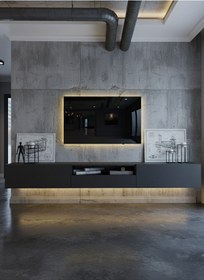 Resim Resital Ledli Duvara Monte Tv Sehpası - Antrasit - W6016-4 Antrasit 