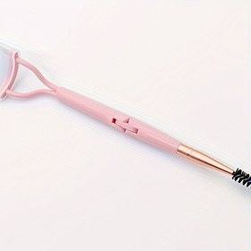 Resim Çift Taraflı Tasarım: Çelik Dişli ve Katlanabilir Taraklı Çift Taraflı Kirpik Kıvırıcı - Pembe, 2'si 1 Arada Makyaj Aracı, Kaş Fırçalama & Kirpik Kıvırma İçin, Manuel, Pil Gerektirmez 