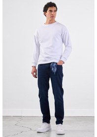 Resim Dufy Beyaz Bisiklet Yaka Regular Fit Erkek Sweatshirt Beyaz 