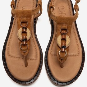 Resim Luvishoes Tıana Taba Süet Hakiki Deri Tokalı Parmak Arası Kadın Sandalet 