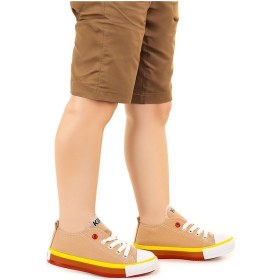 Resim Kiko Kids Tinna Bağcıklı Erkek Çocuk Keten Spor Ayakkabı Bej 