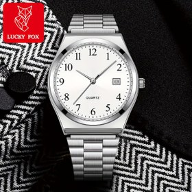 Resim LUCKYFOX Kuvars Takvim Saati, Vintage Minimalist Yuvarlak Çizgili Paslanmaz Çelik Bileklik, Batarya ile Çalışır, Günlük Seyahatler, İş Aktiviteleri, Tatil Hediyeleri, Doğum Günü, Sevgililer Günü Hediyeleri için İdeal 