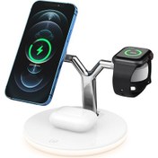 Resim Butu K3 3'ü 1 Arada Masaüstü Braketi Standı /android Telefonlar/Watch/'lar İçin Manyetik Kablosuz Şarj Cihazı Beyaz 