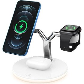 Resim Butu K3 3'ü 1 Arada Masaüstü Braketi Standı /android Telefonlar/Watch/'lar İçin Manyetik Kablosuz Şarj Cihazı Beyaz 