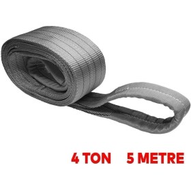 Resim Sapan Polyester Spanzet 4 Ton 5 Metre Gri Sağlam Yük Kaldırma Taşıma Indirme Halat 