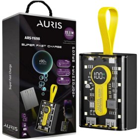 Resim 22.5W SÜPER HIZLI ŞARJ VE 10.000 MAH KAPASİTELİ KENDİNDEN 3 KABLOLU LCD EKRANLI ŞEFAF ÖN KAPAKLI POWERBANK 
