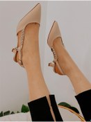 Resim ERVANIN BUTİĞİ Bej Saten (FELİX) Taş Detay Kadın Stiletto 