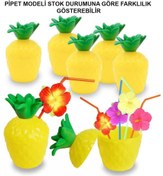 Resim Nessiworld Pineapple Hawaii Luau Aloha Drinking Straw Cup 10x13 cm 1 Piece 