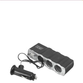 Resim Carub Çakmak Soketi 12V Kablolu 3Lü+ USB 