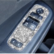 Resim Dodge Charger 2011-2014 İçin 5 Adet / Takım Araba Cam Kaldırma Düğmesi Elmas Dekoratif Etiket, Soldan Sürücü 1 Adet 