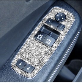 Resim Dodge Charger 2011-2014 İçin 5 Adet / Takım Araba Cam Kaldırma Düğmesi Elmas Dekoratif Etiket, Soldan Sürücü 1 Adet 