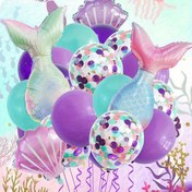 Resim 20 adet Okyanus Temalı Balon - Karışık Alüminyum Filmle Denizkızı Kuyrukları, Su Altı Parti, Düğün, Doğum Günü vb. Okyanus Dekorasyonu, Doğum Günü Balonları 